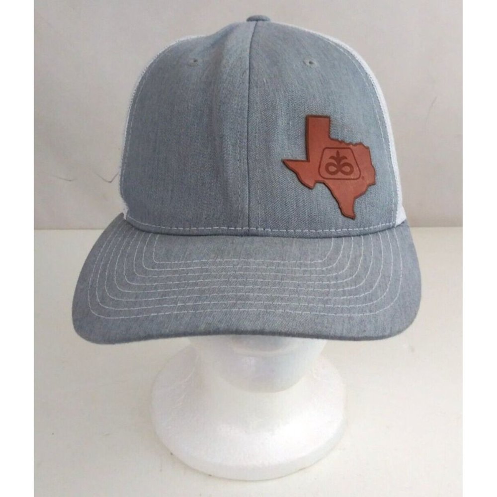 Gray Mesh Back Texas Leather Embossed Unisex Snapback Baseball Cap